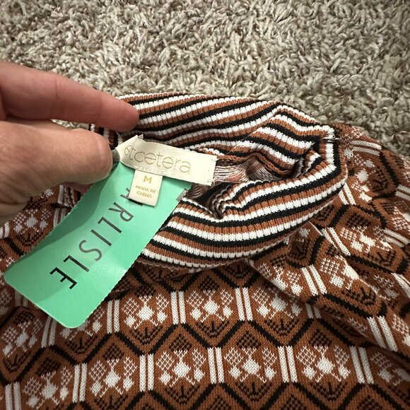 NWT etcetera Turtleneck Sz M Brown Black White Sweater A283 - Picture 5 of 7